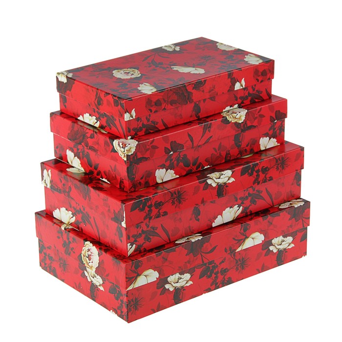 Набор коробок 4в1 "Белый шиповник", 30 х 20 х 8 - 24 х 14 х 5 см