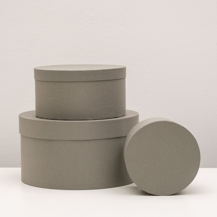 Набор круглых коробок 3в1 "Серая штукатурка", 30 х 30 х 15 - 20 х 20 х 10 см