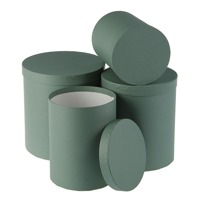 Набор круглых коробок 4в1 "Серый холст", 23 х 23 х 25 - 15 х 15 х 20 см