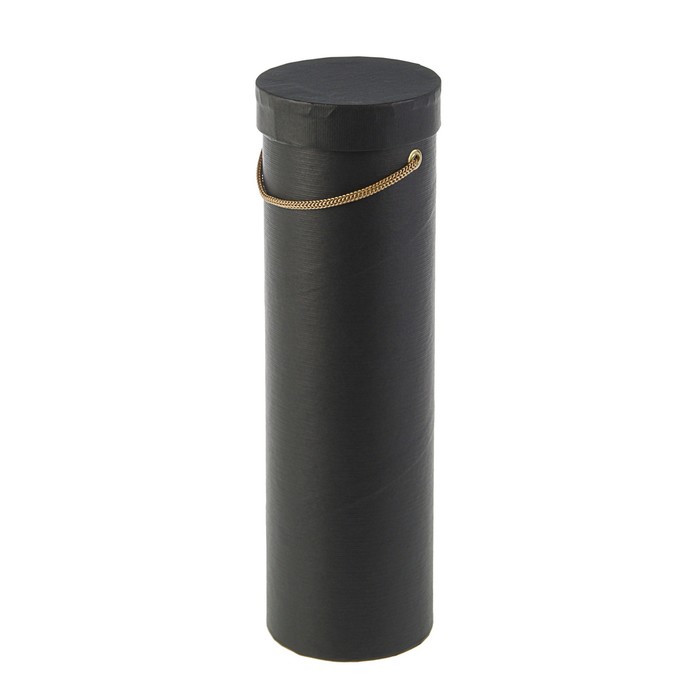 Подарочная коробка, тубус, "Черная ребристая", 9,2 х 9,2 х 32 см