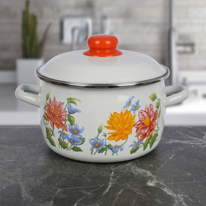 Кастрюля сферическая 3 л "Цветочная"