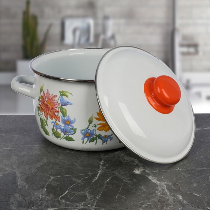 Кастрюля сферическая 3 л "Цветочная"