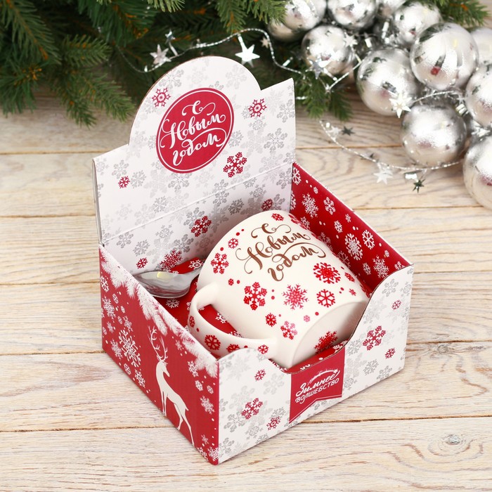 Набор "С Новым годом", кружка 350 мл, ложка