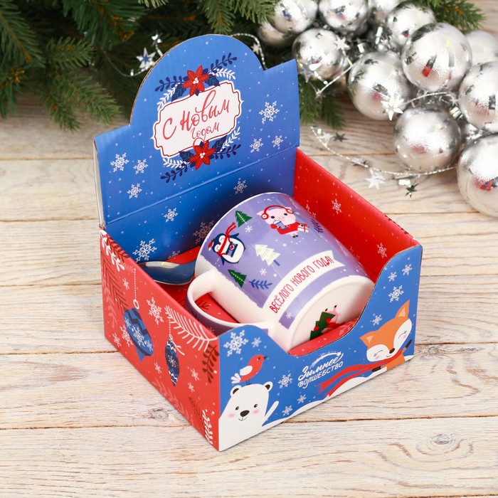 Набор "Весёлого Нового года", кружка 350 мл, ложка