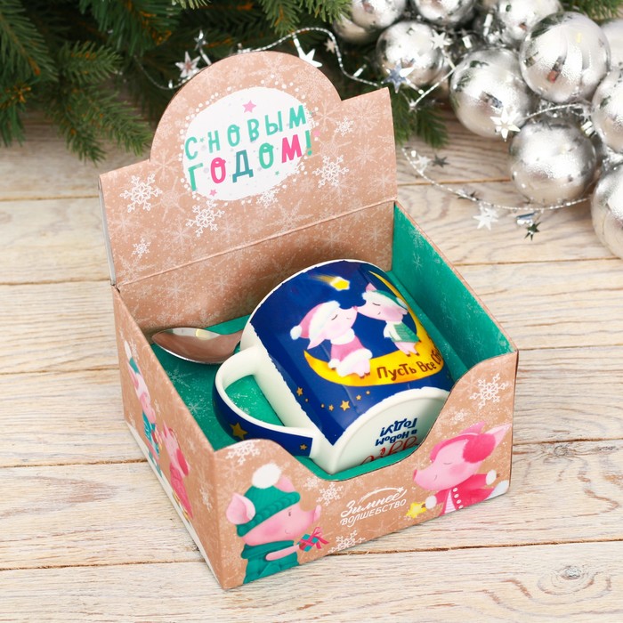 Набор "Чудес в Новом году", кружка 350 мл, ложка