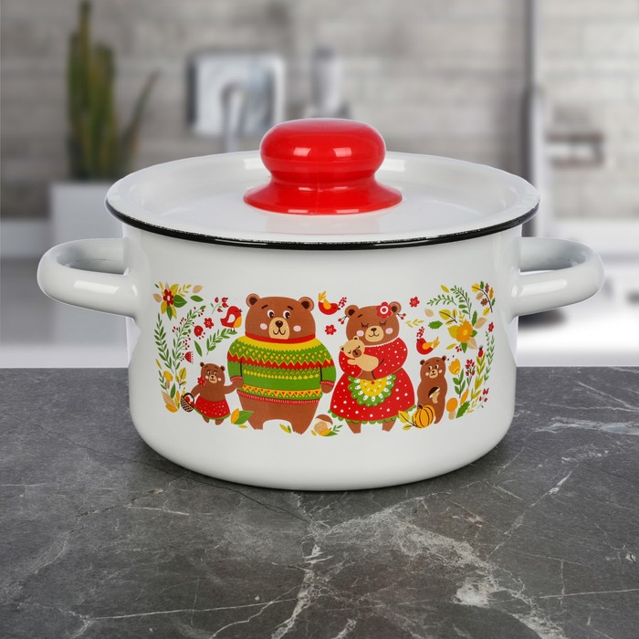 Кастрюля цилиндрическая 1,5 л "Мишки"