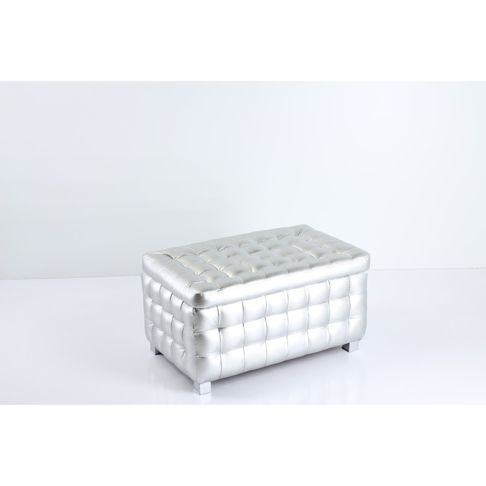 Пуф с ящиком Валенсия, 800х500х450, Серебро металлик
