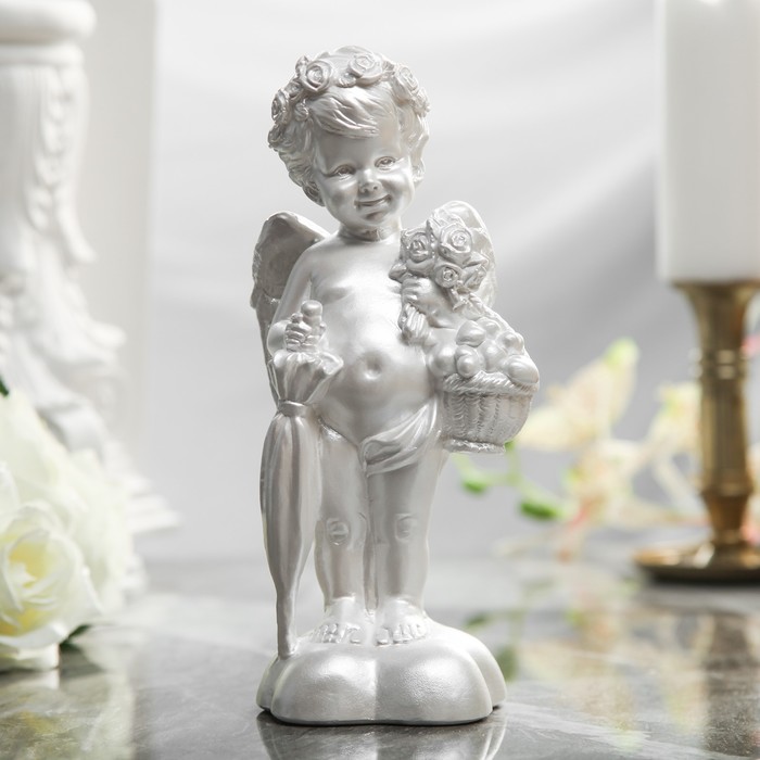 Статуэтка "Ангел с зонтиком" перламутр