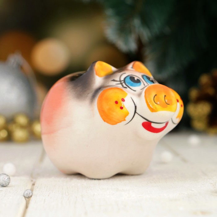 Сувенир «Весёлый поросёнок», 5 см, гжель