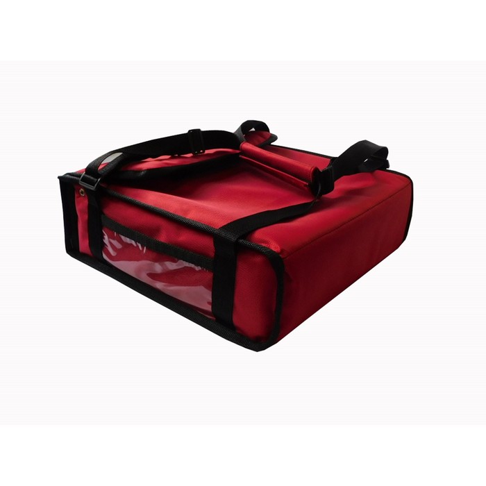 Термосумка на 2 пиццы 350х350х100 мм фольгированная с вентиляцией (красная)