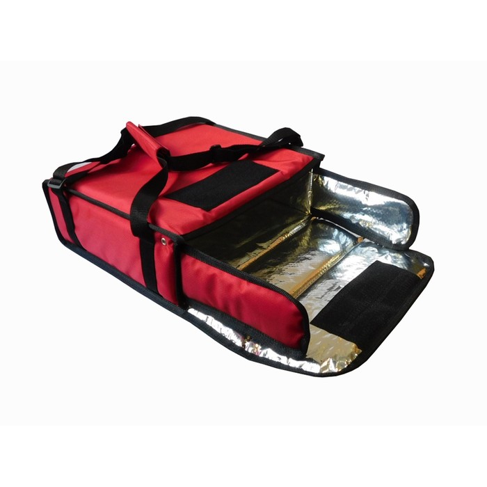 Термосумка на 2 пиццы 350х350х100 мм фольгированная с вентиляцией (красная)