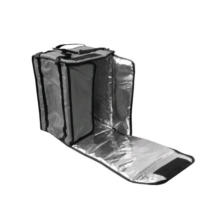 Термосумка на 9-10 пицц350х350х500 мм фольгированная с вентиляцией (черная)