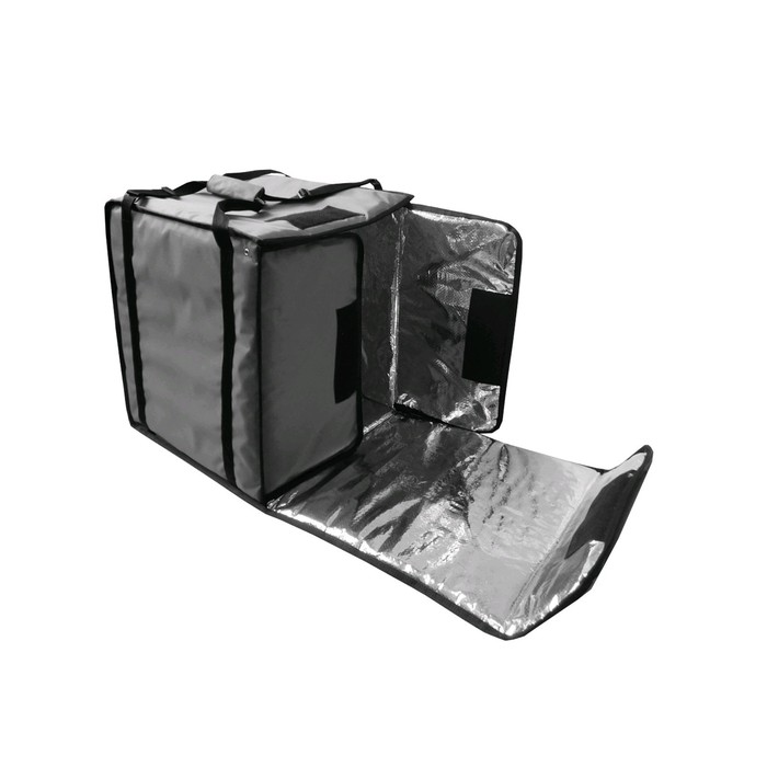 Термосумка на 9-10 пицц450х450х500 мм фольгированная с вентиляцией (черная)