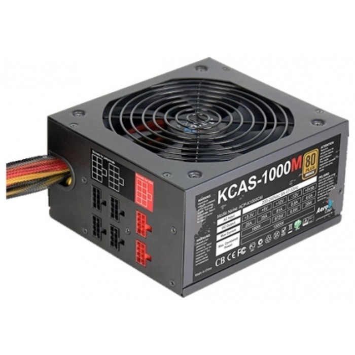 Блок питания Aerocool ATX 1000W KCAS-1000M 80+ bronze (24+4+4pin) APFC 120mm fan 10xSATA RTL 38403