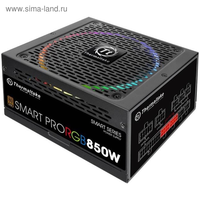 фото Блок питания thermaltake atx 850w smart pro rgb 80+ bronze apfc 140mm color led 9xsata rtl