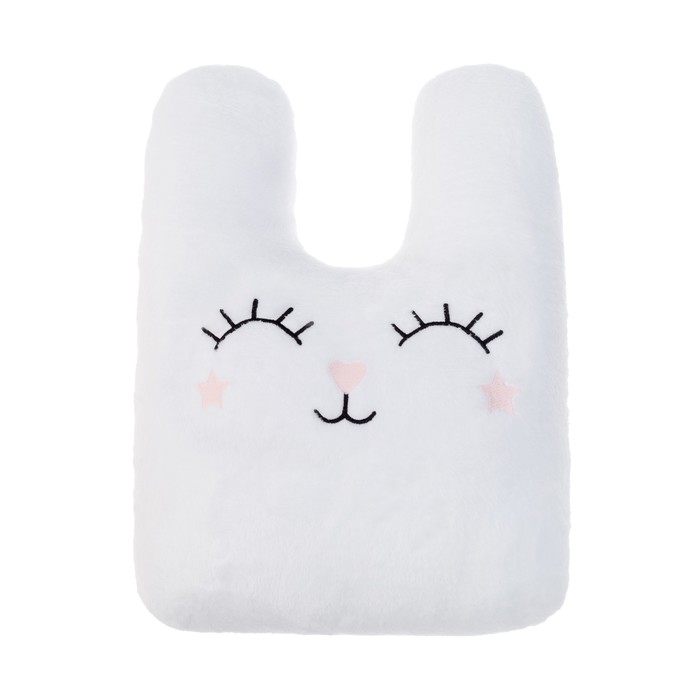 Подушка "Этель" Зайчонок белая, с вышивкой, 100% П/Э, велсофт