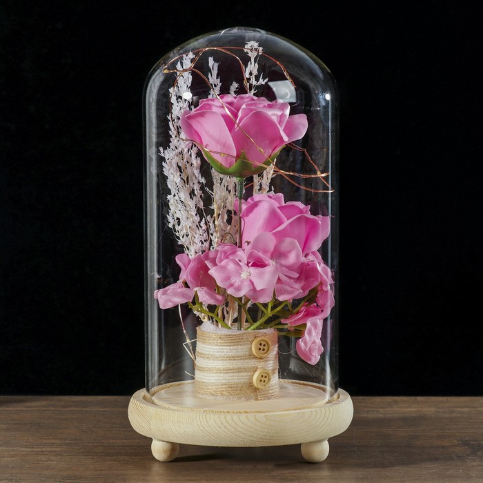 Светильник настольный "Букет с розами" LED 3хААА (не в компл.) МИКС 14х14х26,5см