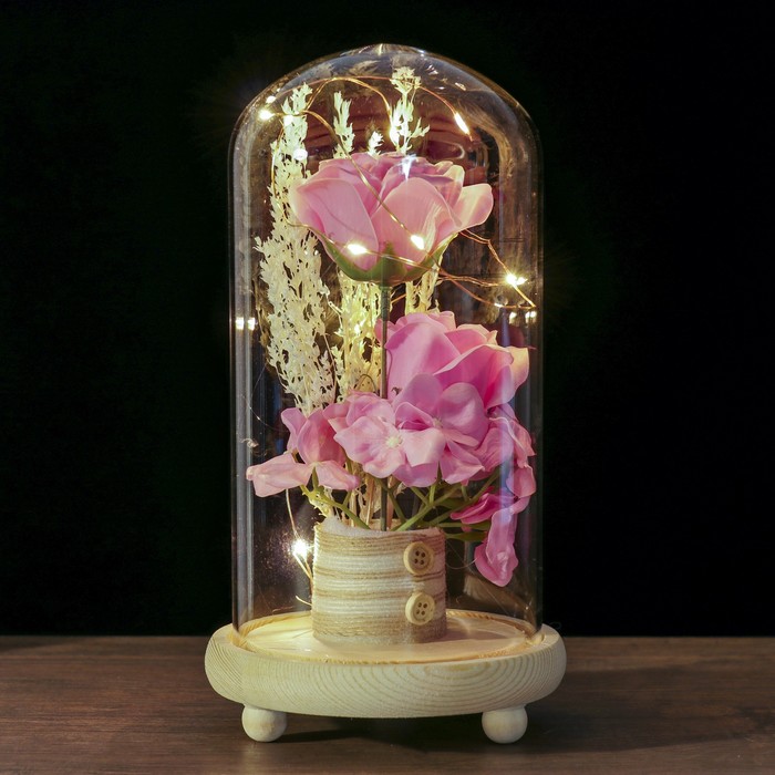 Светильник настольный "Букет с розами" LED 3хААА (не в компл.) МИКС 14х14х26,5см