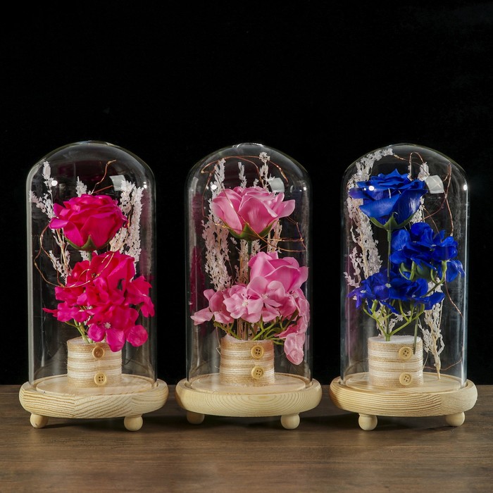 Светильник настольный "Букет с розами" LED 3хААА (не в компл.) МИКС 14х14х26,5см