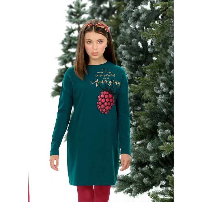 Платье для девочки, рост 134 см, цвет изумрудный