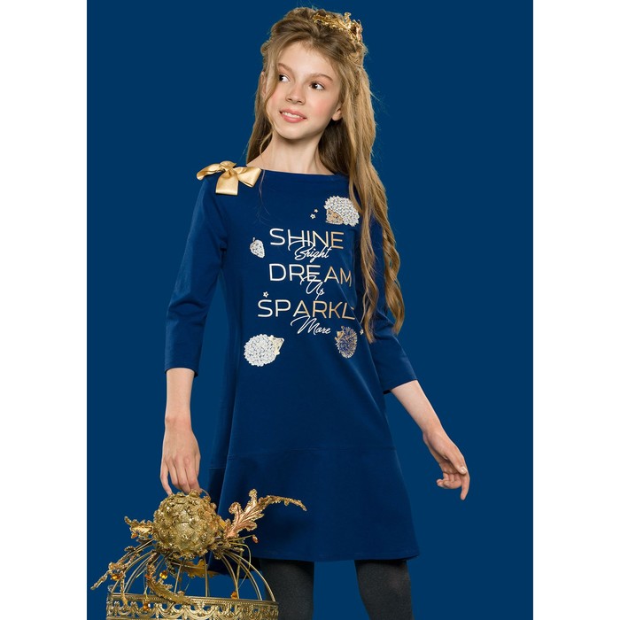 Платье для девочки, рост 116 см, цвет тёмно-синий