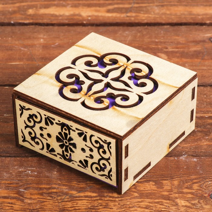 Шкатулка дерево "Вензели" 8х8х4 см  (набор 9 деталей)