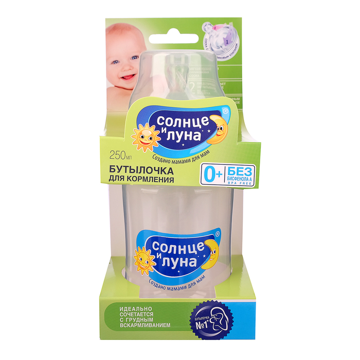 Бутылочка для кормления с широким горлом, 250 мл, от 0 мес.