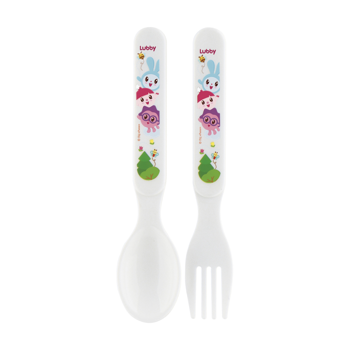 Набор столовых приборов «Малышарики»: ложка, вилка, от 6 мес.
