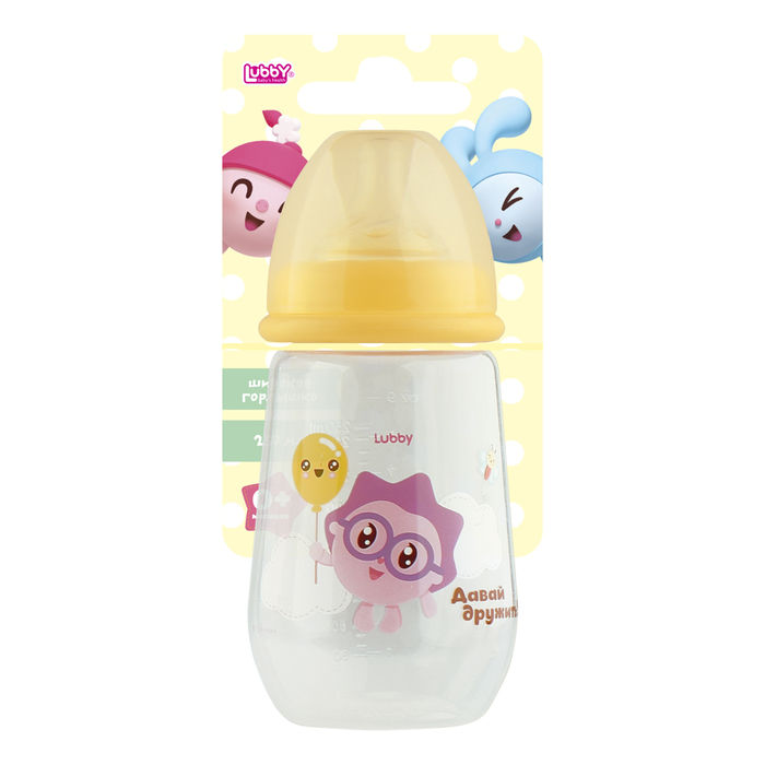 Бутылочка для кормления «Малышарики», 250 мл, от 0 мес., цвета МИКС
