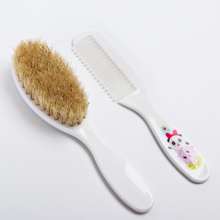 Расчёска детская + массажная щётка для волос в наборе «Малышарики», от 0 мес.