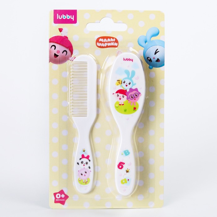 Расчёска детская + массажная щётка для волос в наборе «Малышарики», от 0 мес.