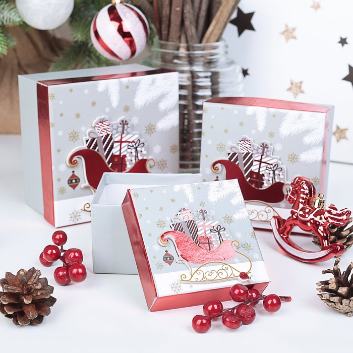 Набор коробок 3в1, 13 х 13 х 8 - 9 х 9 х 6 см