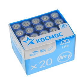 

Батарейка алкалиновая "Космос", AA, LR6-20BOX, 1.5В, бокс, 20 шт.