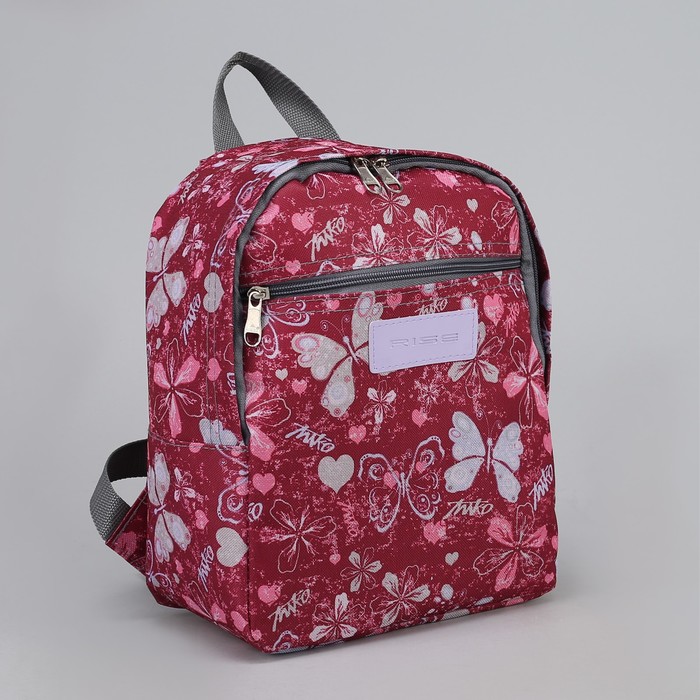 Рюкзак "Бабочки", отдел на молнии, наружный карман, цвет красный