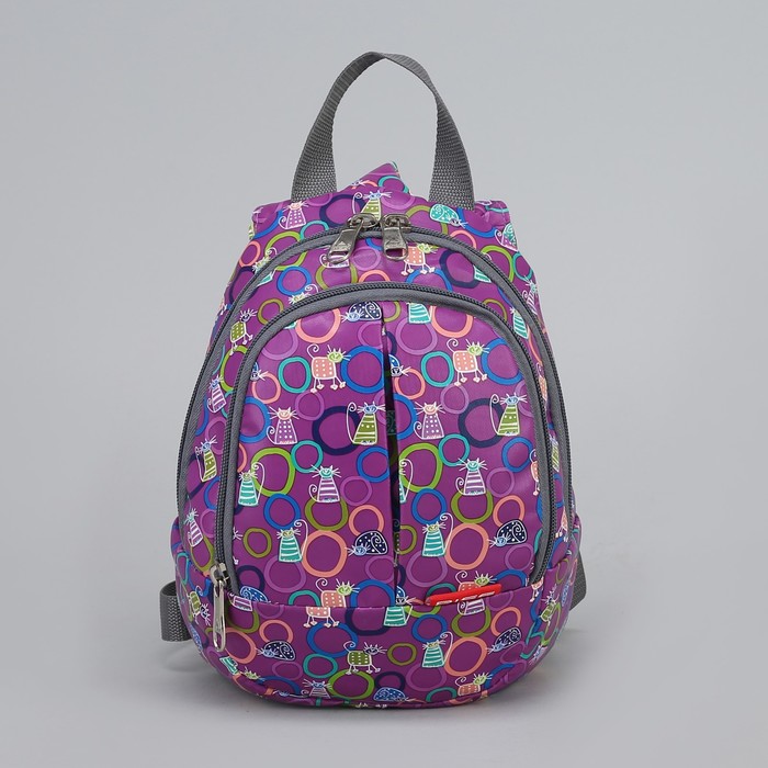 Рюкзак "Круги", 2 отдела на молнии, наружный карман, цвет фиолетовый
