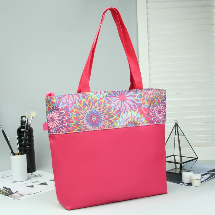 Сумка летняя "Астра", отдел на молнии, наружный карман, цвет розовый