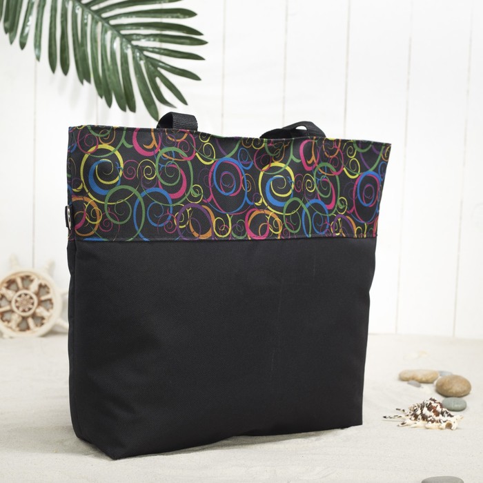 Сумка летняя "Узор", отдел на молнии, наружный карман, цвет чёрный/цветной