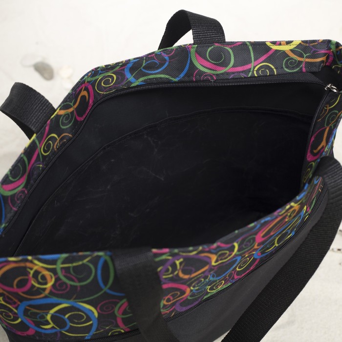 Сумка летняя "Узор", отдел на молнии, наружный карман, цвет чёрный/цветной