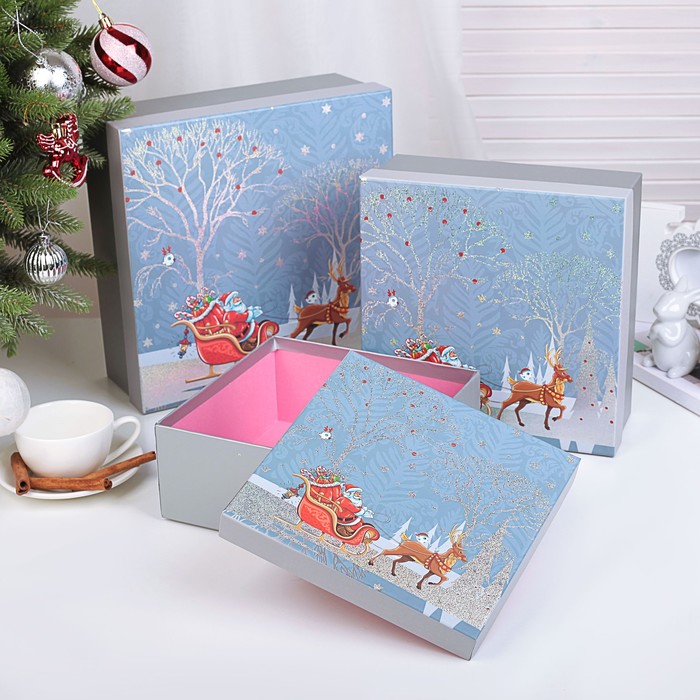 Набор коробок 3в1, 28 х 28 х 11 - 21 х 21 х 9 см