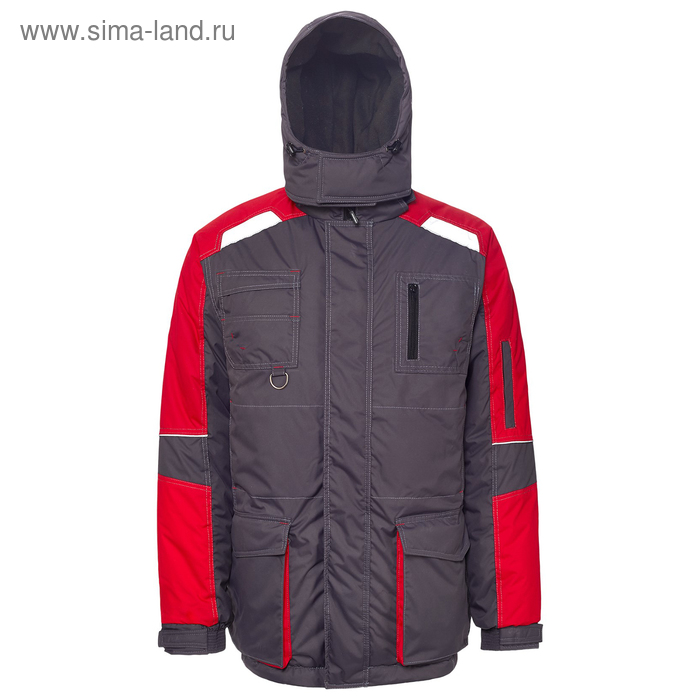 фото Куртка утеплённая «зевс», цвет серый/красный, размер 48-50/182-188