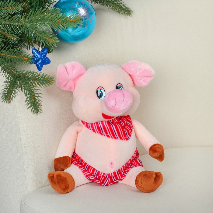 Мягкая игрушка "Поросёнок в полосатых шортиках и повязке", 20 см