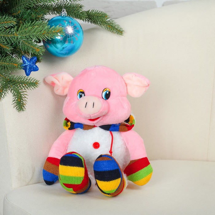 Мягкая игрушка "Свинюшка в полосатых ботиночках", 22 см