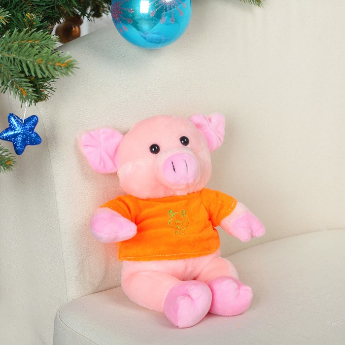 Мягкая игрушка "Поросёнок в оранжевой футболочке" 24 см