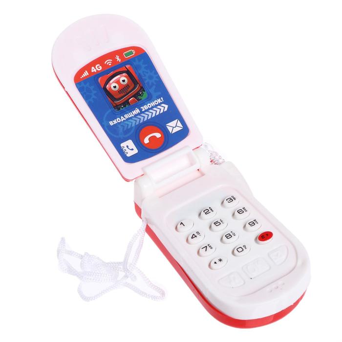 Музыкальный телефон «Роботы», русская озвучка, световые эффекты, работает от батареек, МИКС