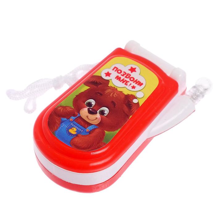 Музыкальный телефон «Зверята», русская озвучка, световые эффекты, работает от батареек, МИКС