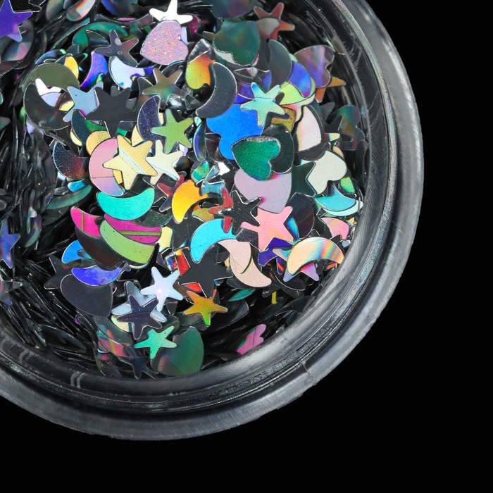 Пайетки для ногтей "Ассорти", 2гр, цвет серебристый