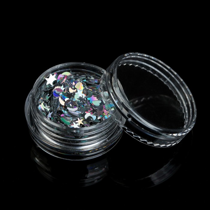 Пайетки для ногтей "Ассорти", 2гр, цвет серебристый