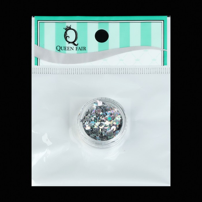 Пайетки для ногтей "Ассорти", 2гр, цвет серебристый