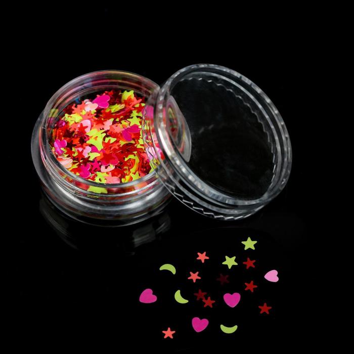 Пайетки для ногтей "Ассорти", 2гр, цвет жёлтый/красный/оранжевый