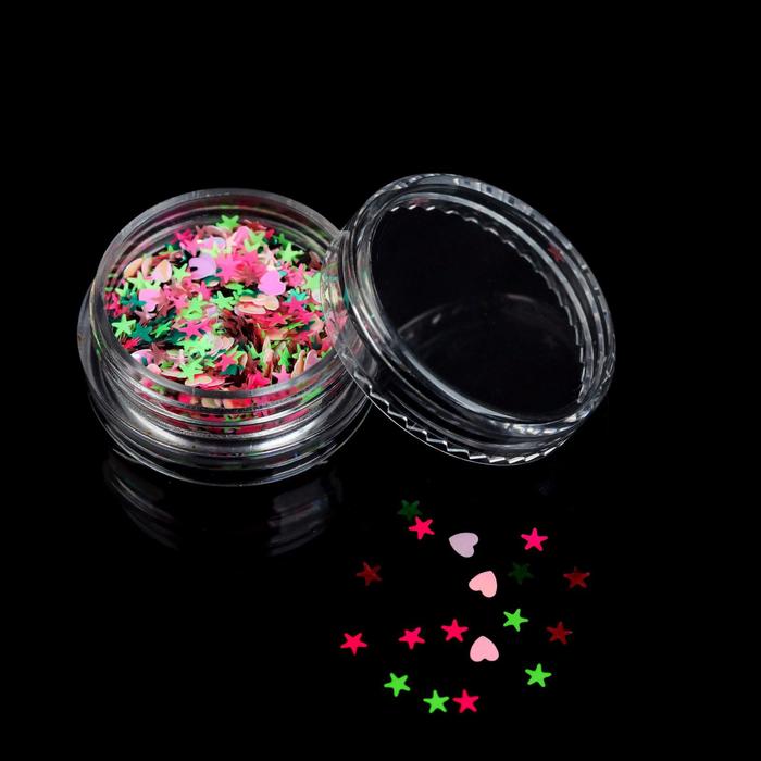 Пайетки для ногтей "Ассорти", 2гр, цвет розовый/зелёный/светло-зелёный/чёрный